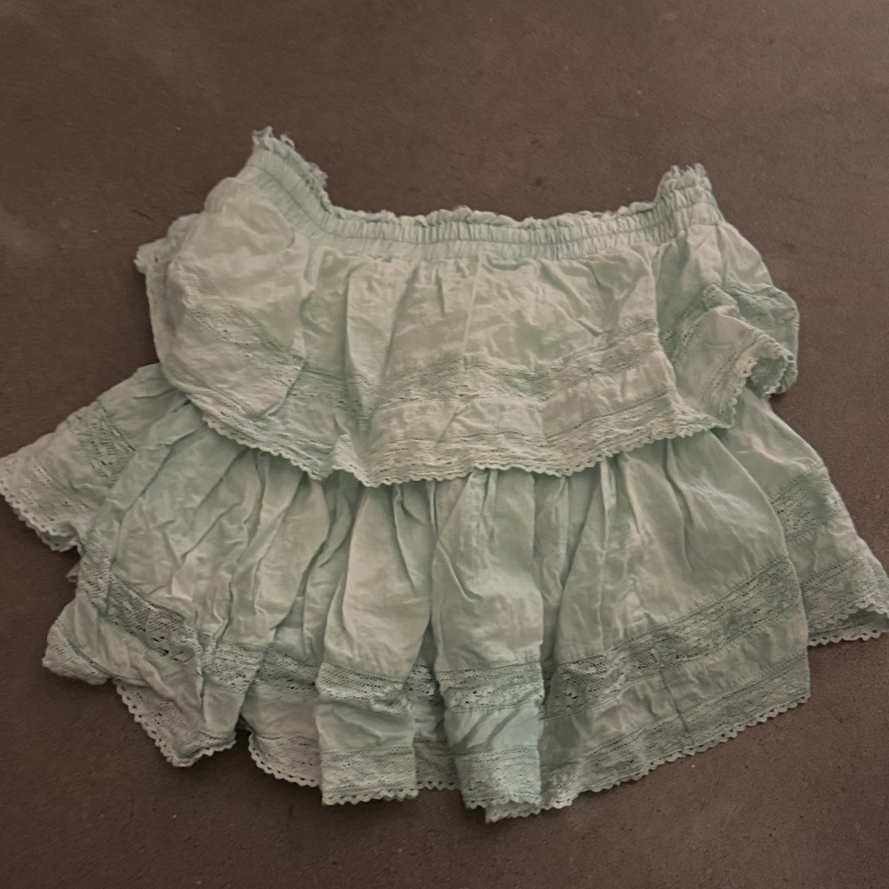 Loveshackfancy Light Green Ruffled Mini Skirt - image 3